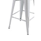 Giri 30 Inch Barstool Chair, Footrest and Tapered Legs, White Metal Finish By Casagear Home