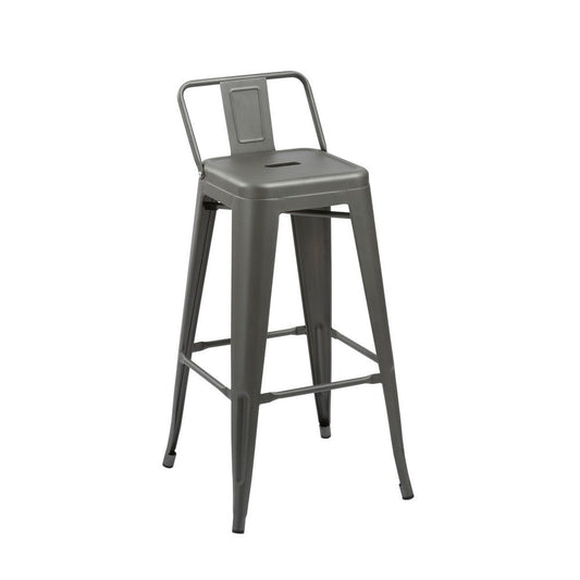 Giri 26 Inch Counter Stool Chair, Footrest and Tapered Legs, Gray Metal By Casagear Home