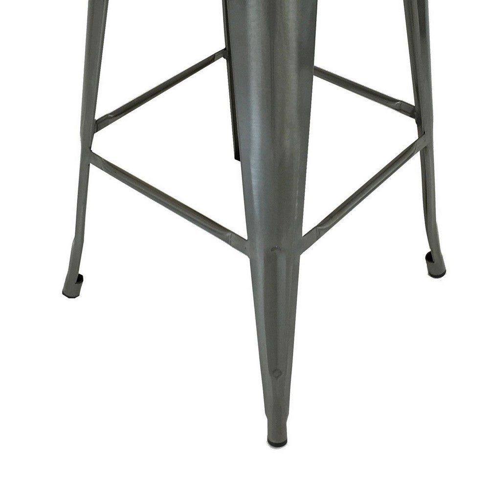 Trace 30 Inch Barstool Chair, Low Back, Wood Seat, Light Gray Metal By Casagear Home