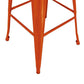 Trace 30 Inch Barstool Chair, Low Back, Wood Seat, Orange Metal Finish By Casagear Home