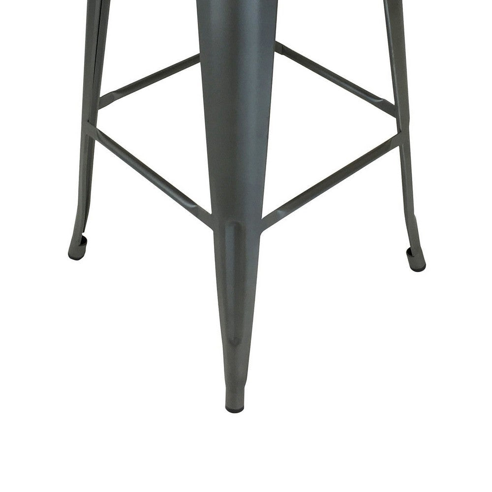 Trace 26 Inch Counter Stool Chair Low Back Wood Seat Gray Metal Finish By Casagear Home BM311915