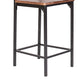 25 Inch Counter Stool Chair, Brown Wood Seat and Back, Black Metal Legs By Casagear Home
