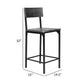 25 Inch Counter Stool Chair, Brown Wood Seat and Back, Black Metal Legs By Casagear Home