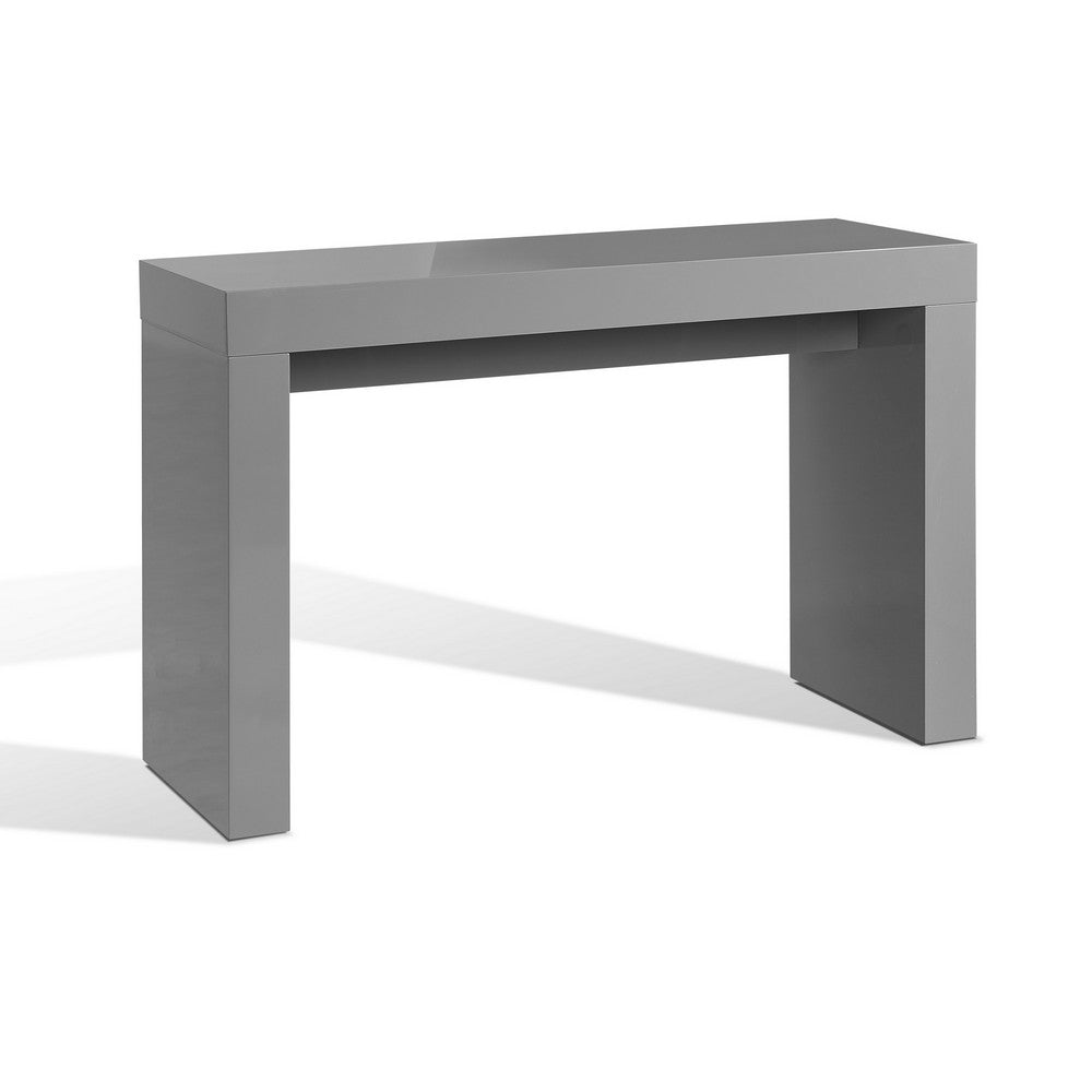 Libi 47 Inch Console Table, Minimalist Rectangular Top, Lacquered Gray By Casagear Home