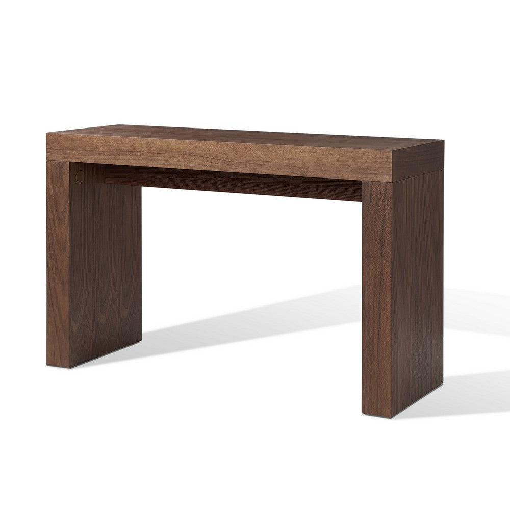 Libi 47 Inch Console Table, Minimalist Rectangular Top, Lacquered Brown By Casagear Home