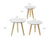 12, 16, 18 Inch Side Tables Set of 3, White Finished Pattern MDF Top, Brown By Casagear Home