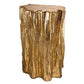 Kiny 20 Inch Accent Stool Table, Tree Trunk Design, Magnesium, Gold Finish By Casagear Home