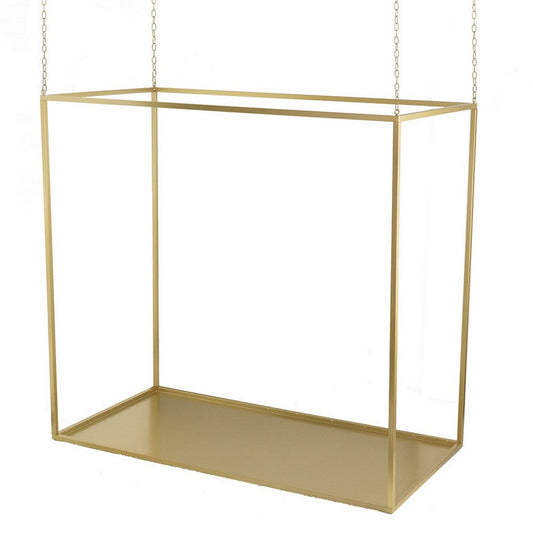47 Inch Plant Stand with 4 Adjustable Chains, Floating Effect, Iron, Gold By Casagear Home