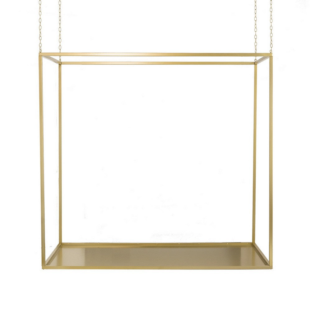 47 Inch Plant Stand with 4 Adjustable Chains, Floating Effect, Iron, Gold By Casagear Home