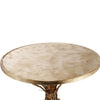 27 Inch Accent Side Table, Turned Pineapple Motif Design, Round Top, Gold By Casagear Home
