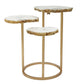18 Inch Accent Side Table, 3 Tier Design, White Agate Top, Gold Iron Base By Casagear Home