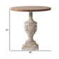 31 Inch Accent Side Table, Pedestal Urn Base, Round Top, Antique White By Casagear Home