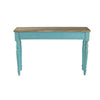 52 Inch Console Sofa Table, Rectangular, Turned Legs, Fir Wood, Teal Blue By Casagear Home