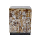 19 Inch Side End Table Stool, Square, Resin Patchwork Style Design, Brown By Casagear Home