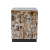 19 Inch Side End Table Stool, Square, Resin Patchwork Style Design, Brown By Casagear Home