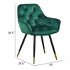 25 Inch Accent Dining Chair, Curved Back, Gold, Green Velvet Upholstery By Casagear Home