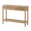 39 Inch Sofa Table, 2 Drawers, Rattan Cane Design, MDF, Pine Wood, Brown By Casagear Home