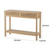 39 Inch Sofa Table, 2 Drawers, Rattan Cane Design, MDF, Pine Wood, Brown By Casagear Home