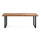 52 Inch Side Dining Bench, Black Iron Base, Mango Wood, Natural Brown By Casagear Home