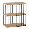 35 Inch 3 Tier Decorative Display Shelves, Black Iron, Fir Wood, Brown By Casagear Home