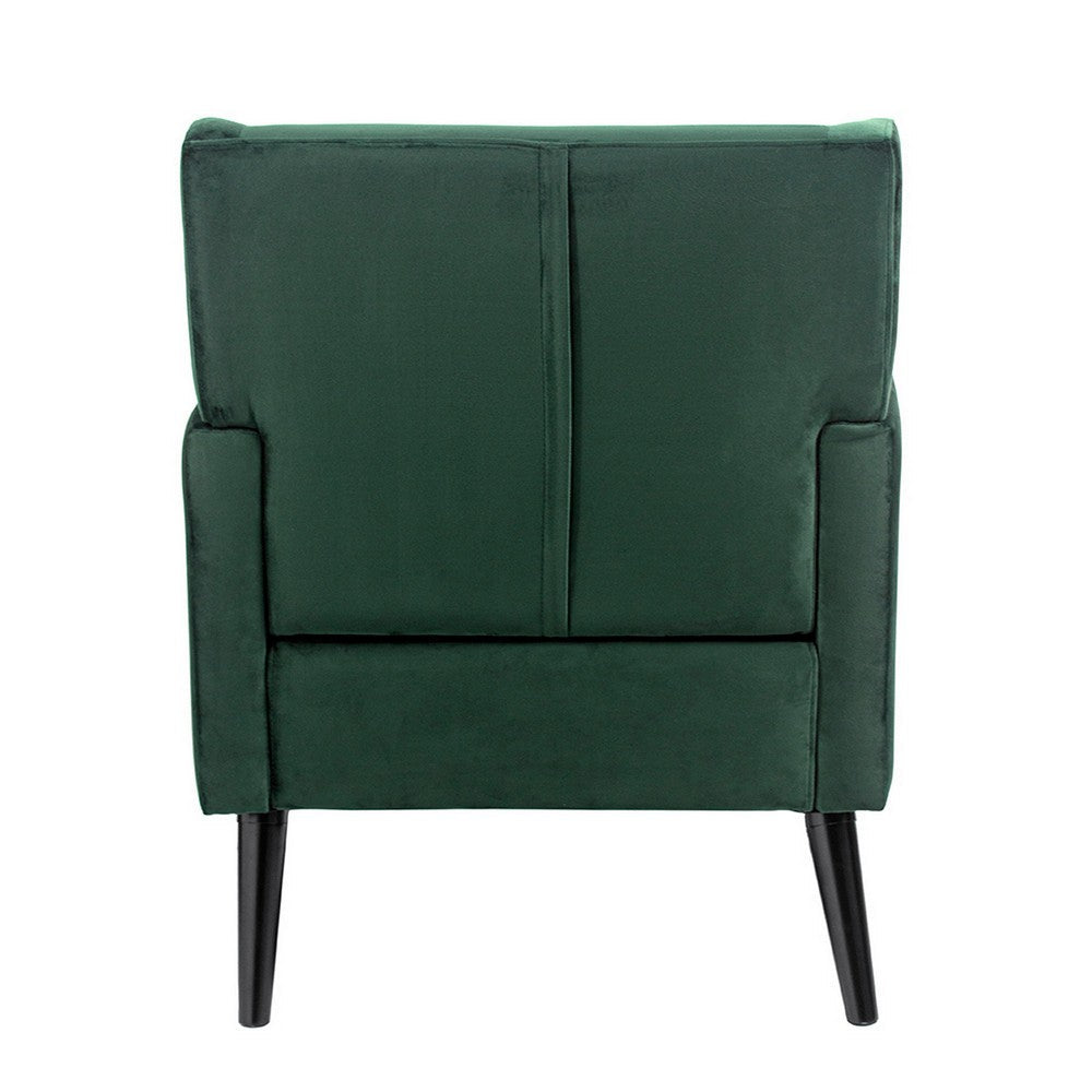 Kine 31 Inch Accent Armchair, Splayed Legs, Wood, Green Fabric Upholstery By Casagear Home