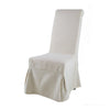 25 Inch Side Dining Chair, Skirted Parsons Style, White Fabric Slipcover By Casagear Home