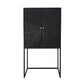 59 Inch Accent Cabinet, 2 Doors, Iron Stand, Acacia Wood, MDF, Black  By Casagear Home