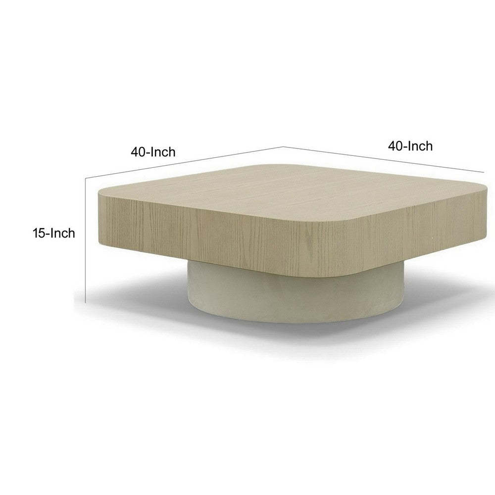 Cid Macy 40 Inch Coffee Table, Square, Modern Style Beige Brown Finish By Casagear Home