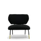 31 Inch Accent Chair, Gold Tipped Tapered Legs, Black Boucle Upholstery By Casagear Home