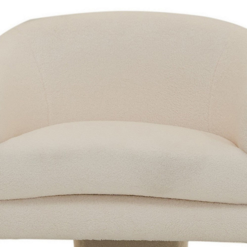 28 Inch Accent Chair, Low Slung Seat, 3 Legs, Cream Fabric Upholstery By Casagear Home