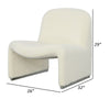 32 Inch Accent Chair, Curved Sloped Back, Off White Fabric Upholstery By Casagear Home