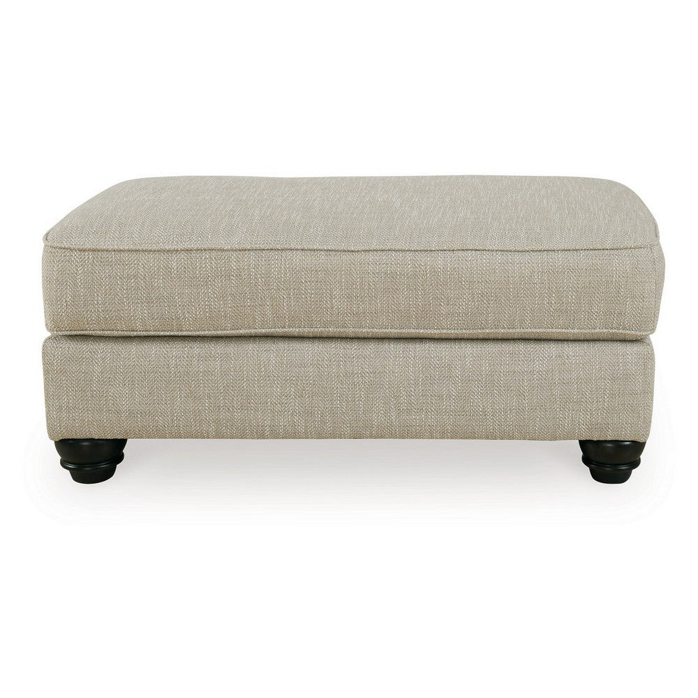 Asen 44 Inch Ottoman with Plush Cushion in Beige Polyester Upholstery By Casagear Home