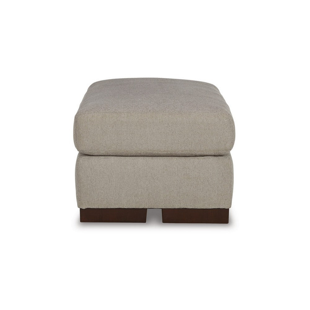 Magg 44 Inch Ottoman, Low Profile Block Feet, Gray Polyester Upholstery By Casagear Home