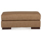 Aida 43 Inch Ottoman, Oversized Attached Cushion, Plush Brown Leather By Casagear Home