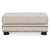 Moore 44 Inch Ottoman, Nailhead, Plush Cushion, Beige Chenille Polyester By Casagear Home