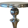 42 Inch Bar Drink Table, Round Top, Slender Turned Support, Chrome Metal By Casagear Home