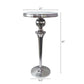 42 Inch Bar Drink Table, Round Top, Slender Turned Support, Chrome Metal By Casagear Home