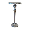 42 Inch Bar Drink Table, Round Top, Slender Turned Support, Chrome Metal By Casagear Home