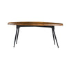 Aji 39 Inch Coffee Table, Oval Brown Wood Grain Acacia Wood Top, Metal Legs By Casagear Home