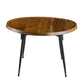 Aji 39 Inch Coffee Table, Oval Brown Wood Grain Acacia Wood Top, Metal Legs By Casagear Home