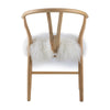 44 Inch Accent Chair Set of 2, White Faux Fur, Wishbone, Beige Ash Wood By Casagear Home