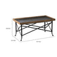 44 Inch Coffee Table, Vintage Style Wood Tray Top, Metal Base, Brown, Black By Casagear Home