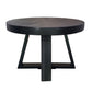 Raj 24 Inch Round Coffee Table, Cross Leg Design, Black Acacia Wood, Iron By Casagear Home