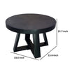 Raj 24 Inch Round Coffee Table, Cross Leg Design, Black Acacia Wood, Iron By Casagear Home