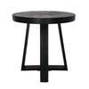 Raj 24 Inch Round Side End Table, Cross Legs Design, Black Acacia Wood Iron By Casagear Home
