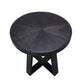 Raj 24 Inch Round Side End Table, Cross Legs Design, Black Acacia Wood Iron By Casagear Home