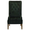 28 Inch Accent Armchair, Wingback Design, Tufted Emerald Green Polyester By Casagear Home