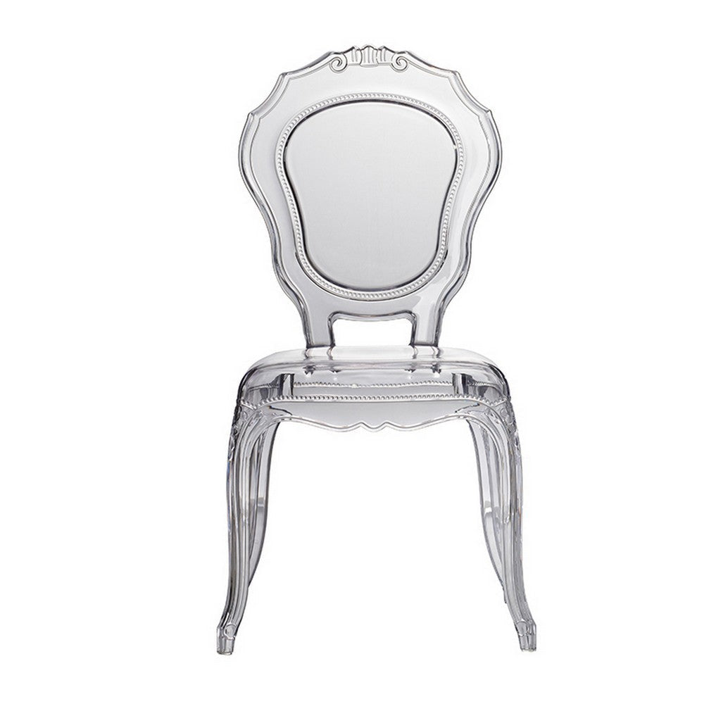 22 Inch Side Dining Chair, Clear Smoke Finish, Classic Curved Backrest By Casagear Home