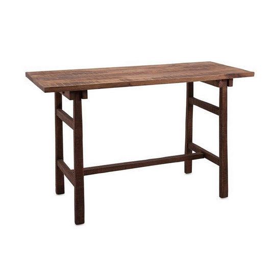 47 Inch Desk, Rectangular Mango Wood Top, Slim Ladder Legs, Brown Finish By Casagear Home