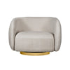 Eros 35 Inch Swivel Accent Chair, Plush White Fabric Upholstery, Gold Base By Casagear Home